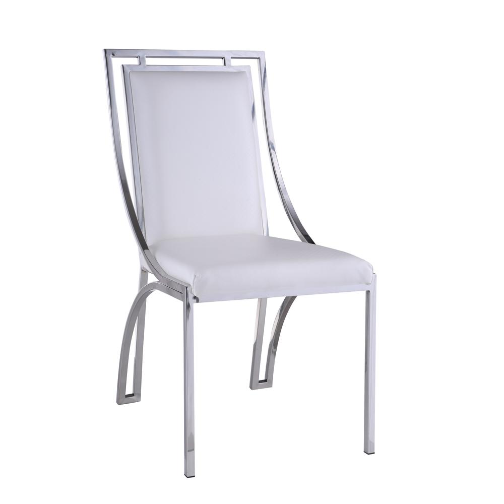 Contemporary Open Frame Side Chair - Set Of 2, White. Picture 1