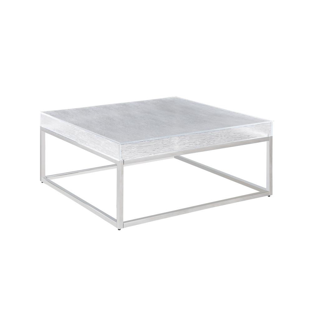 Contemporary Square Cocktail Table w/ Acrylic Top & Steel Frame. Picture 1