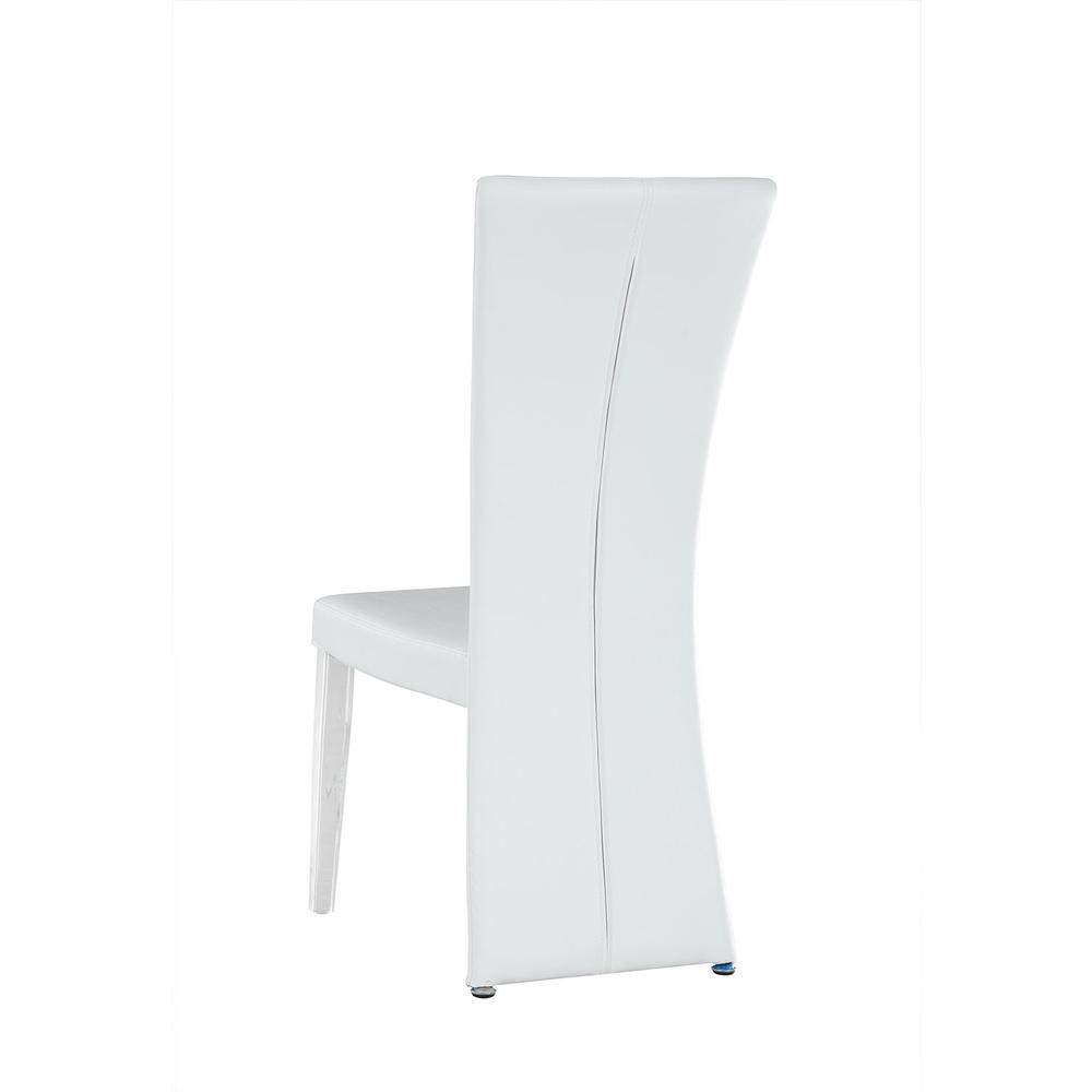 Curved High Back Side Chair W/ Solid Acrylic Legs - - Set Of 2, White. Picture 5