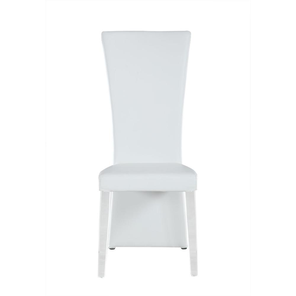 Curved High Back Side Chair W/ Solid Acrylic Legs - - Set Of 2, White. Picture 4