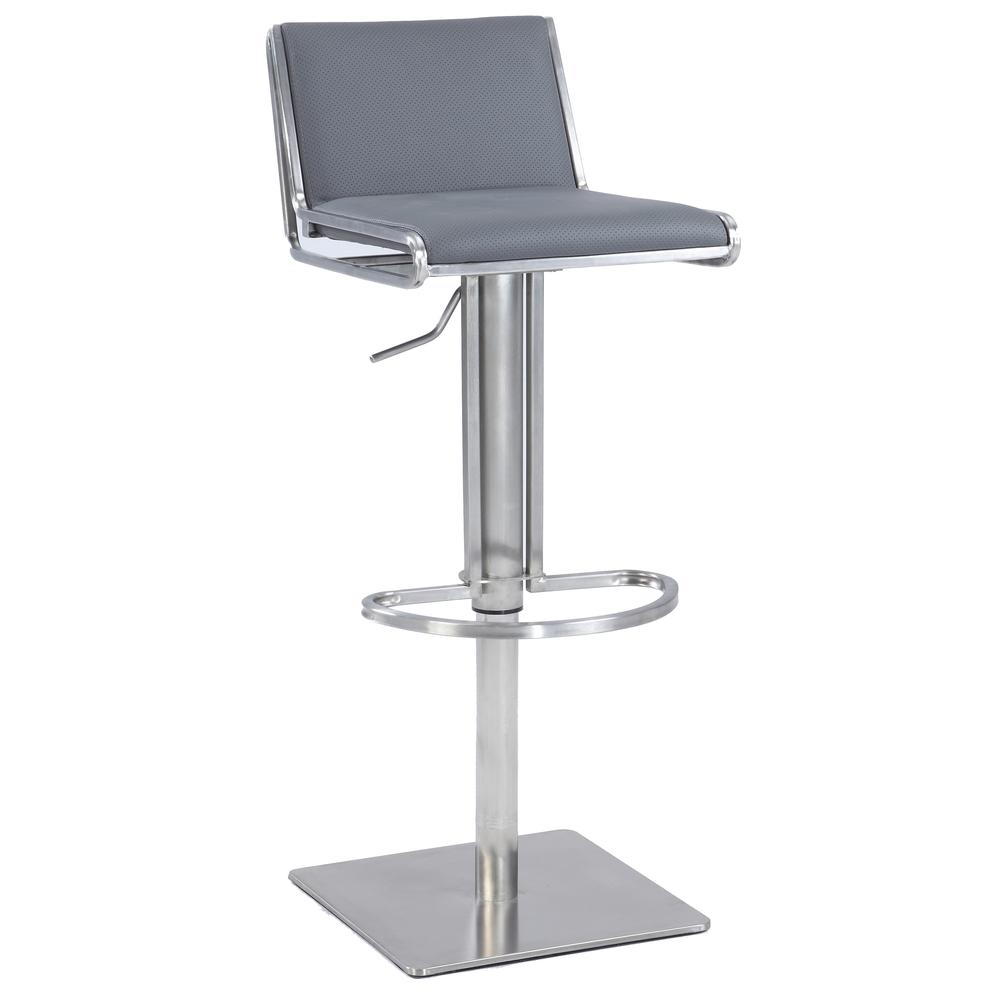 Slanted Backrest Contemporary Pneumatic Stool, Gray. Picture 1