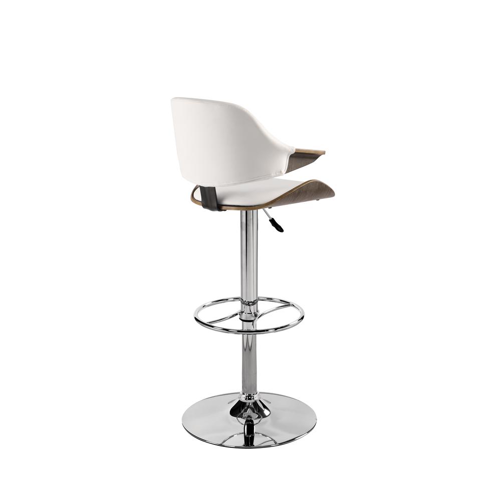 Curved Back Adjustable Height Stool, White. Picture 2