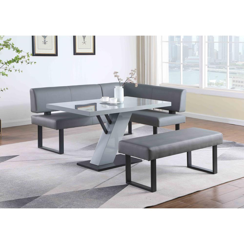 Contemporary Dining Set w/ Wooden Dining Table, Nook & Bench. Picture 1