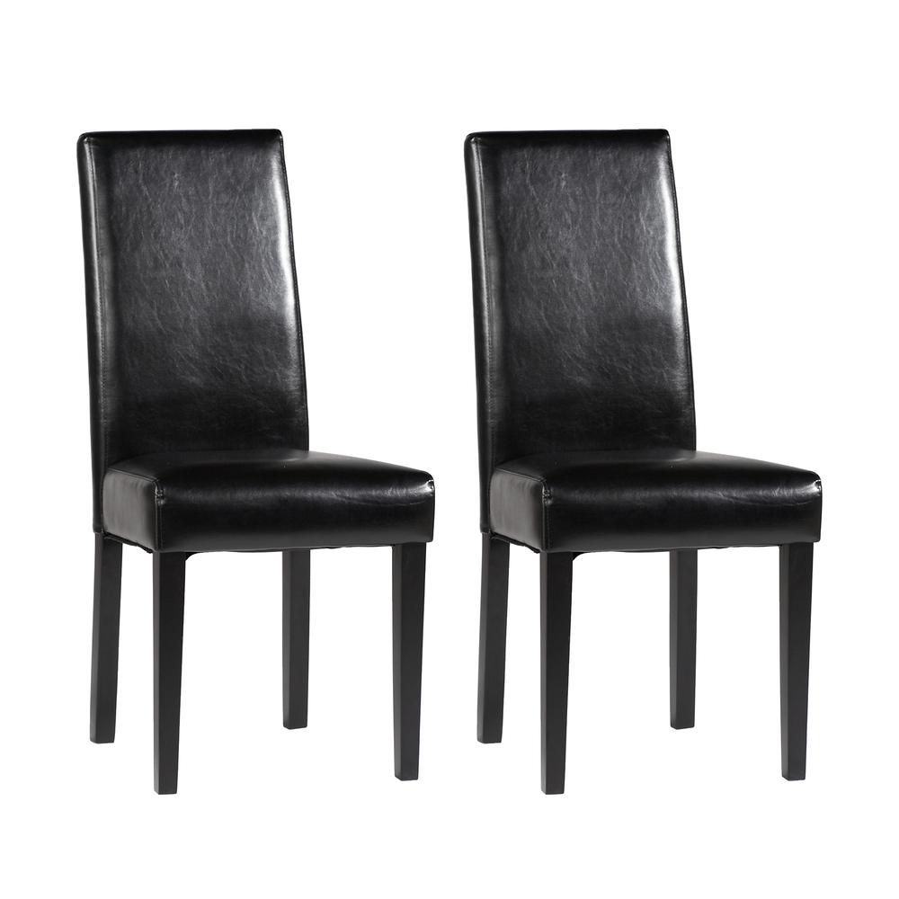 Straight Back Parson Chair - Set Of 2, Black. Picture 2