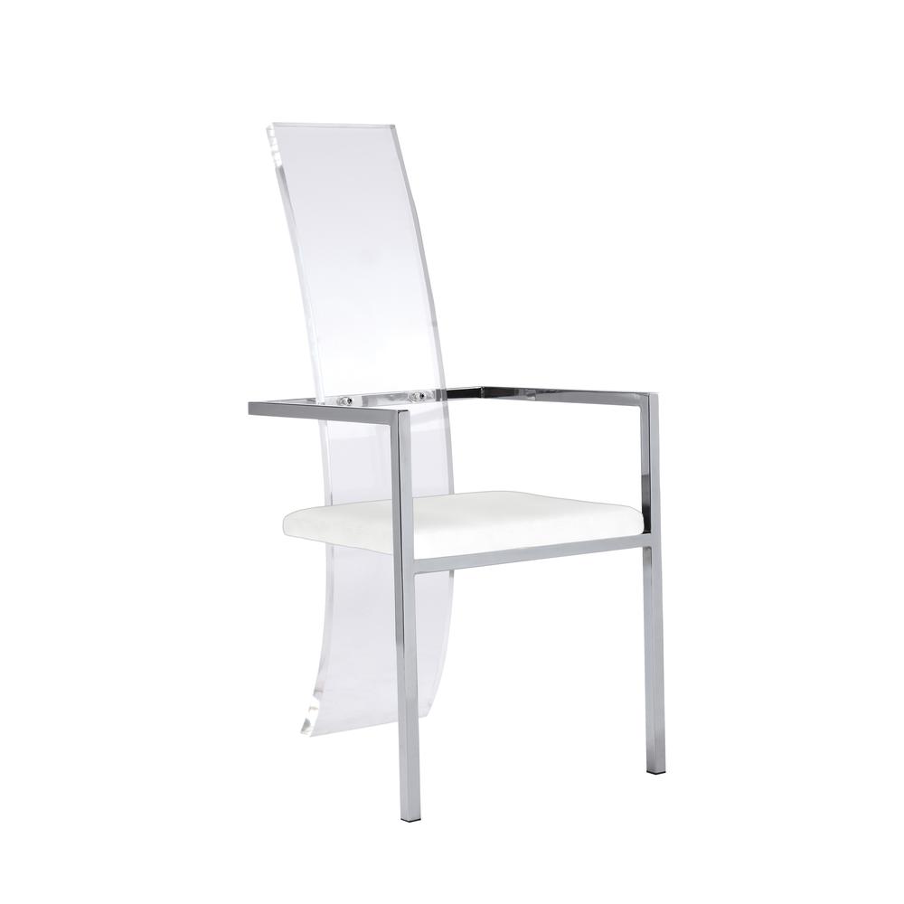Acrylic High Back Arm Chair - Set Of 2, White. Picture 2
