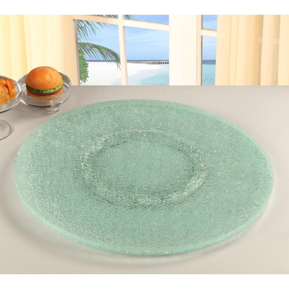 Crackled Glass Lazy Susan 24", Clear Glass/Crackled. Picture 2