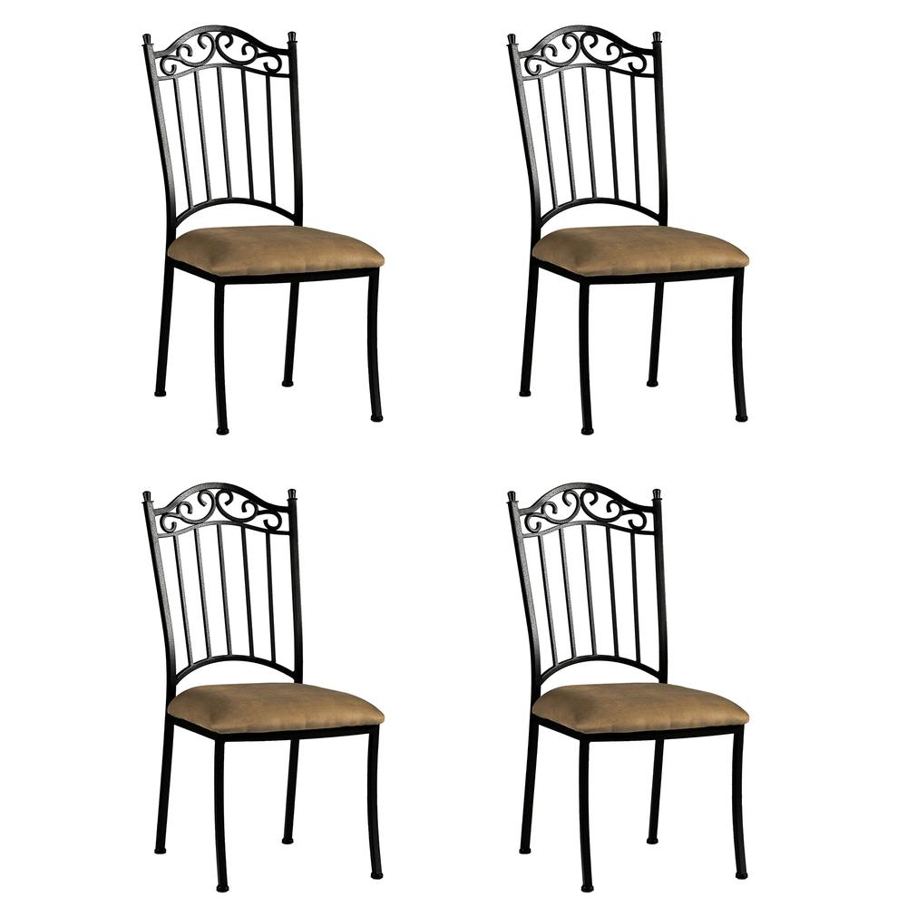 Wrought Iron Side Chair - Set Of 4, Antique Taupe. Picture 1