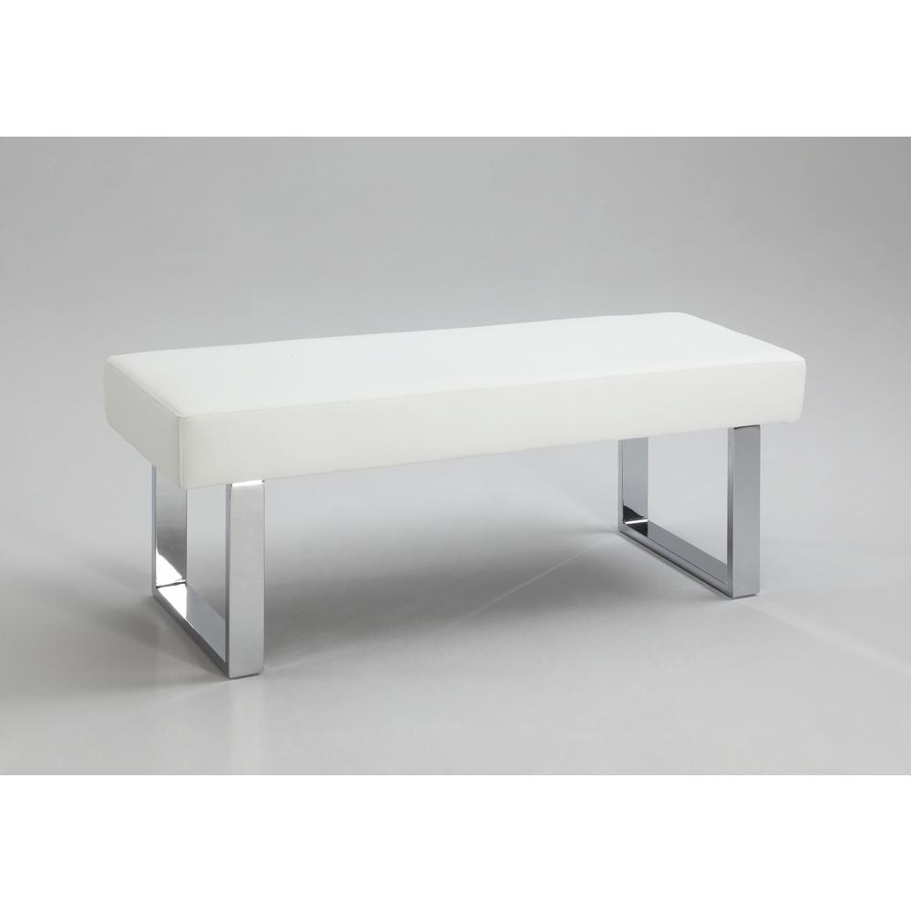 Contemporary Backless Long Bench, White. Picture 2