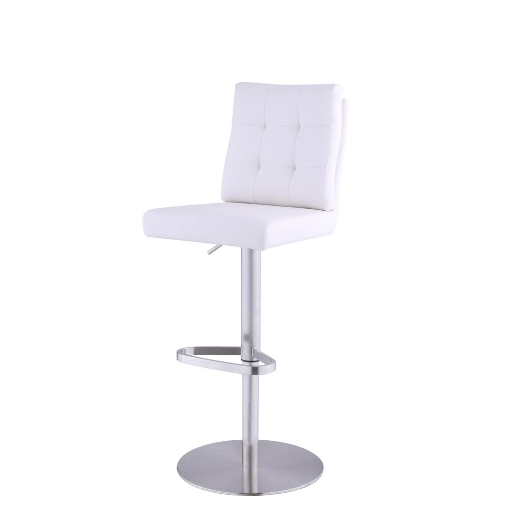 Tufted Back Adjustable Height Stool, White. Picture 4
