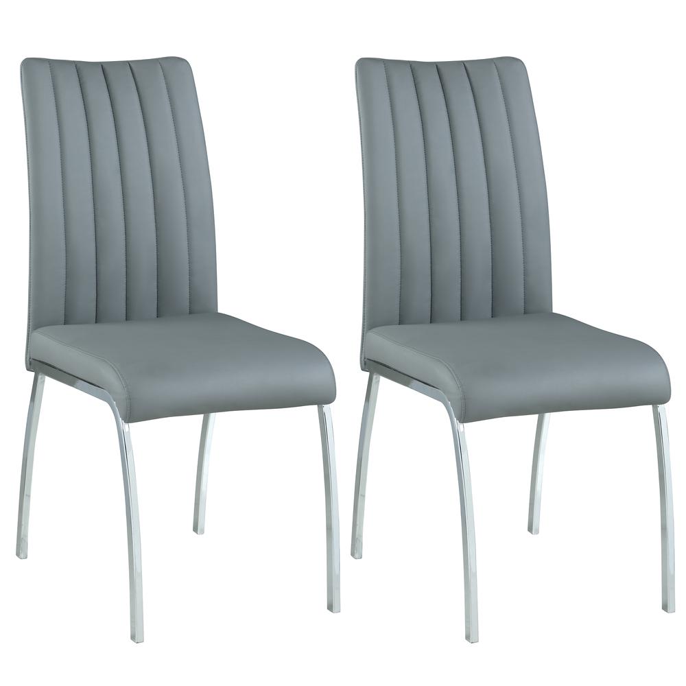 Channel Back Side Chair - Set Of 2, Gray. Picture 1