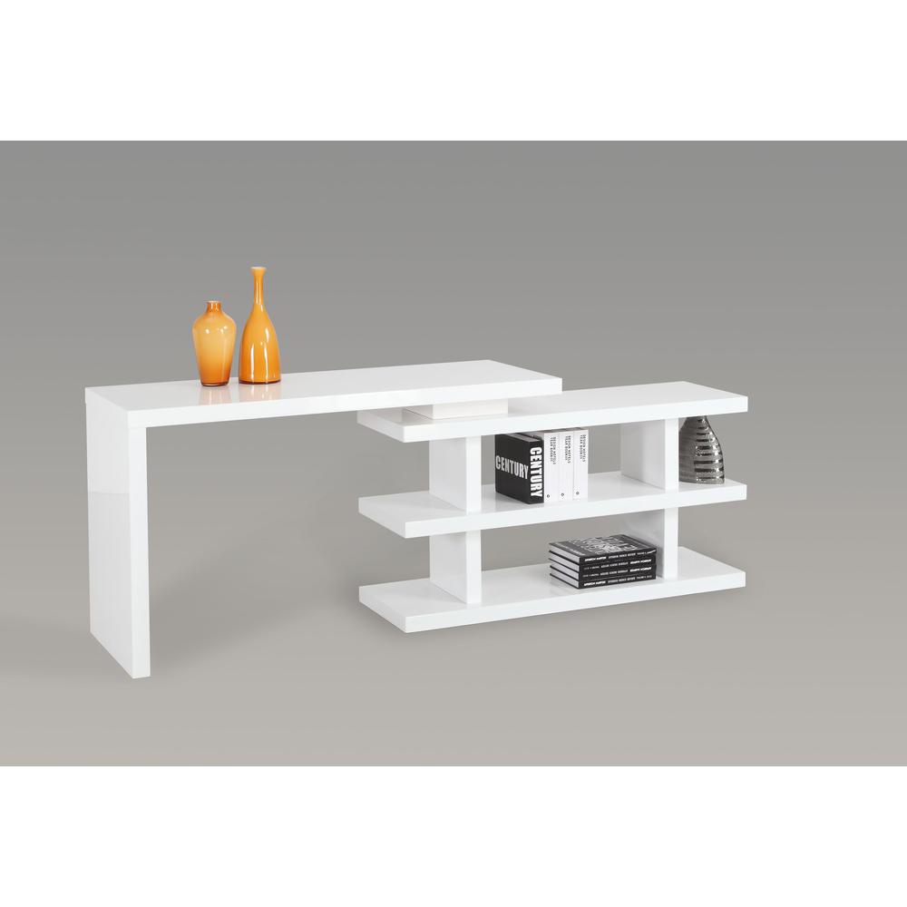 Motion Home Office Desk W/ Shelves, Gloss White. Picture 5