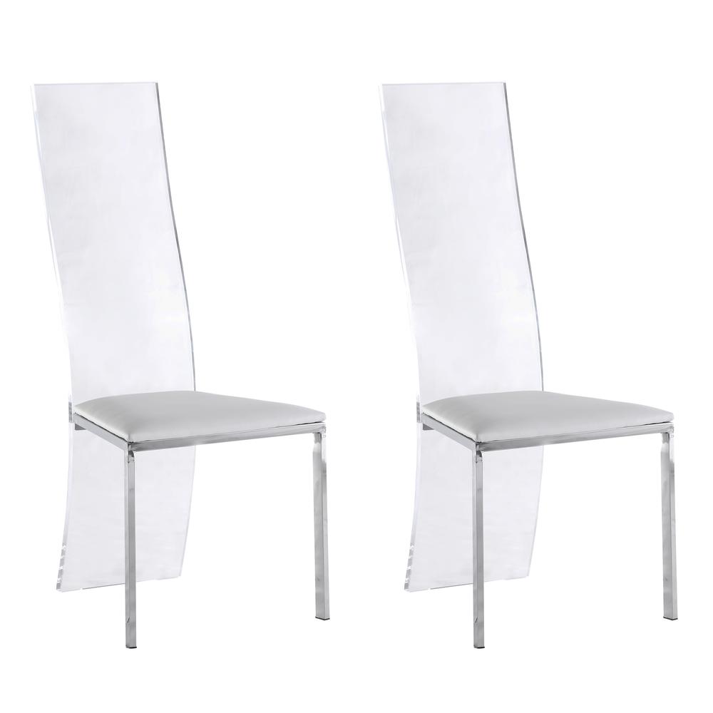 Acrylic High Back Side Chair - Set Of 2, White. The main picture.