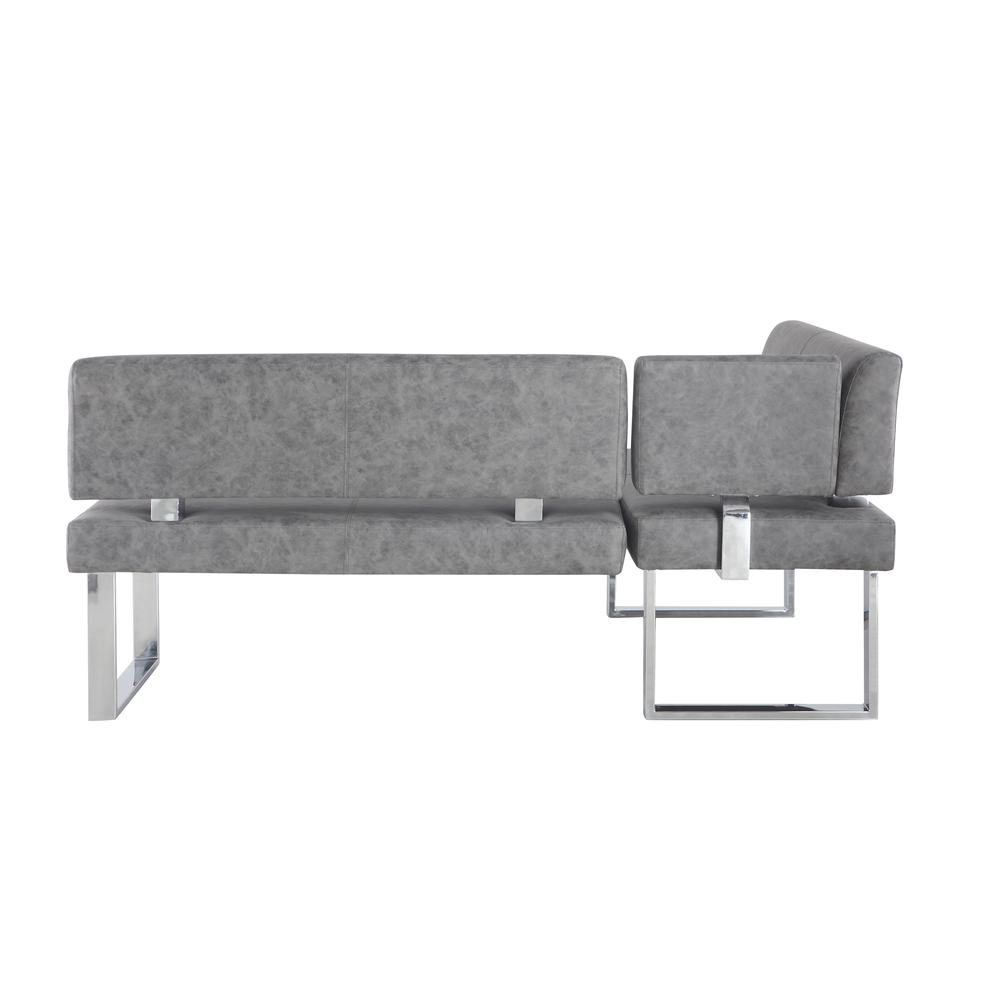 Modern Gray Upholstered Bench, Gray. Picture 5
