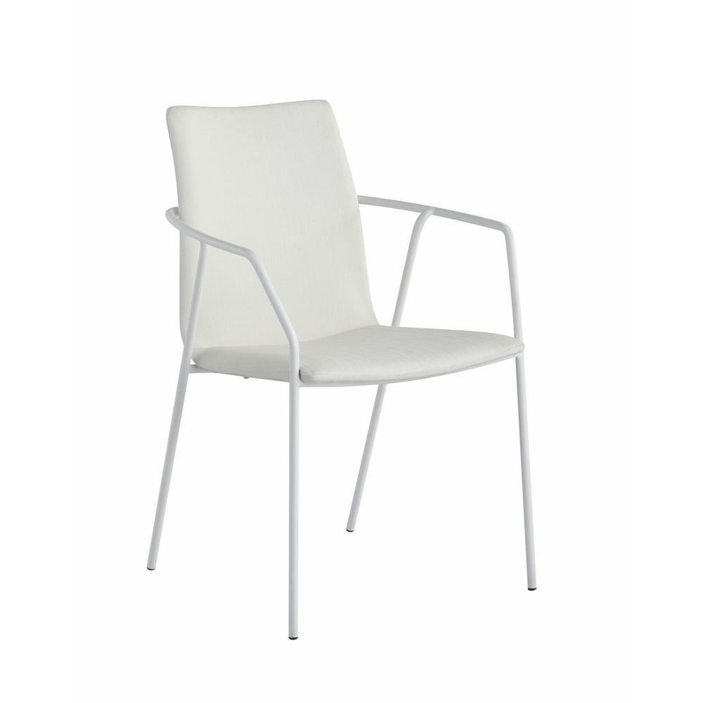 Contemporary White Upholstered Arm Chair. Picture 1