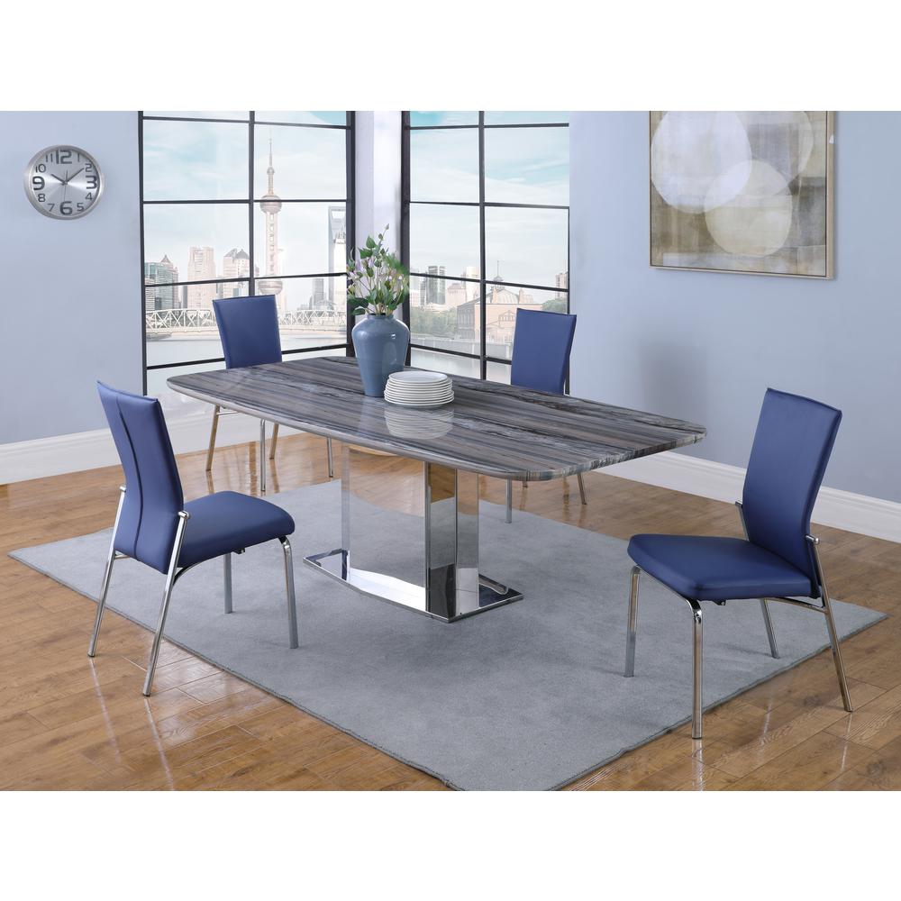Contemporary Dining Set w/ Marble Table & 4 Motion-Back Chairs. Picture 1