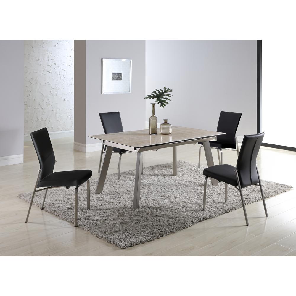 Contemporary Dining Set w/ Extendable Ceramic Top Table & Motion-Back Chairs, ELEANOR-MOLLY-5PC-BLK. Picture 1