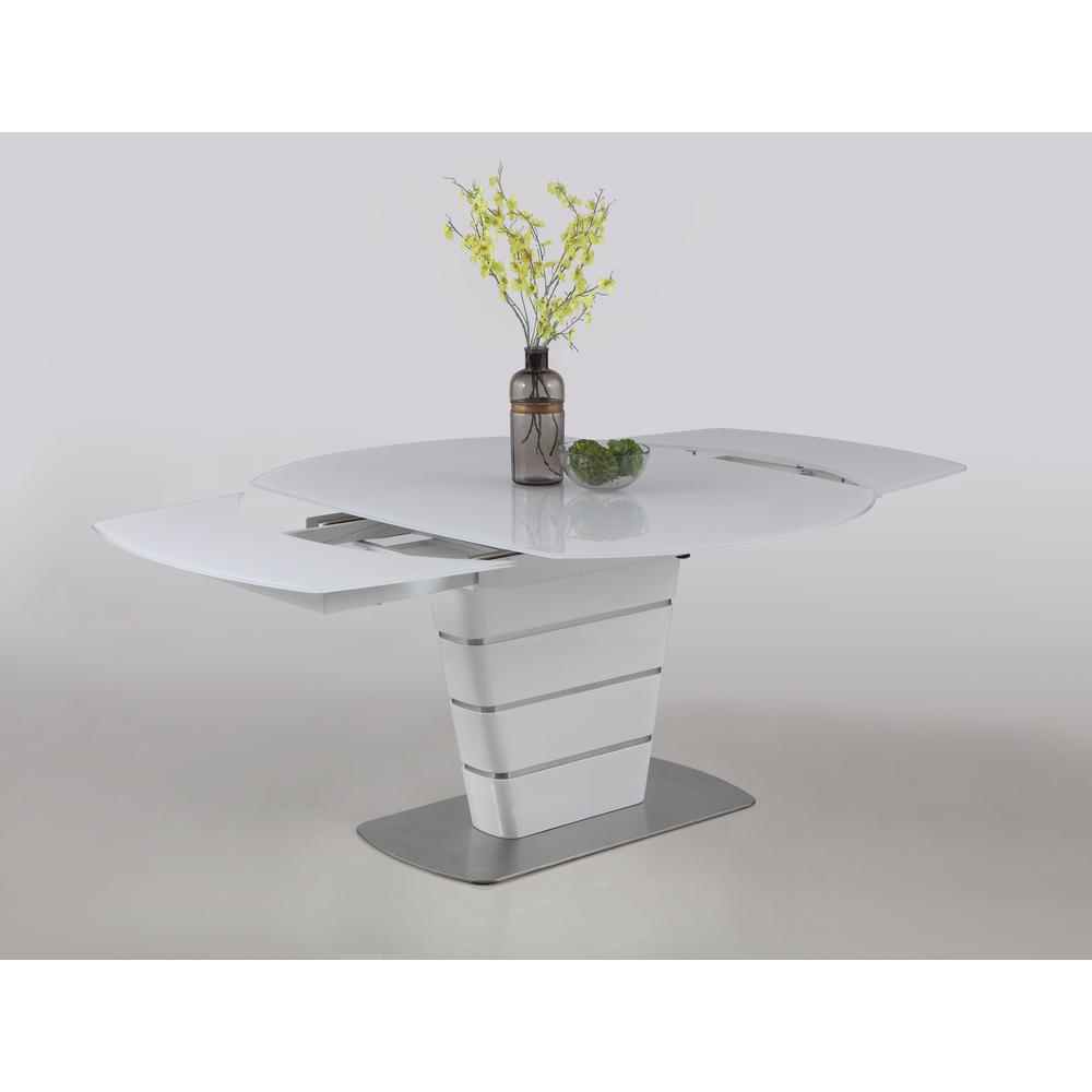 Contemporary White Motion-Extendable Dining Table. Picture 4