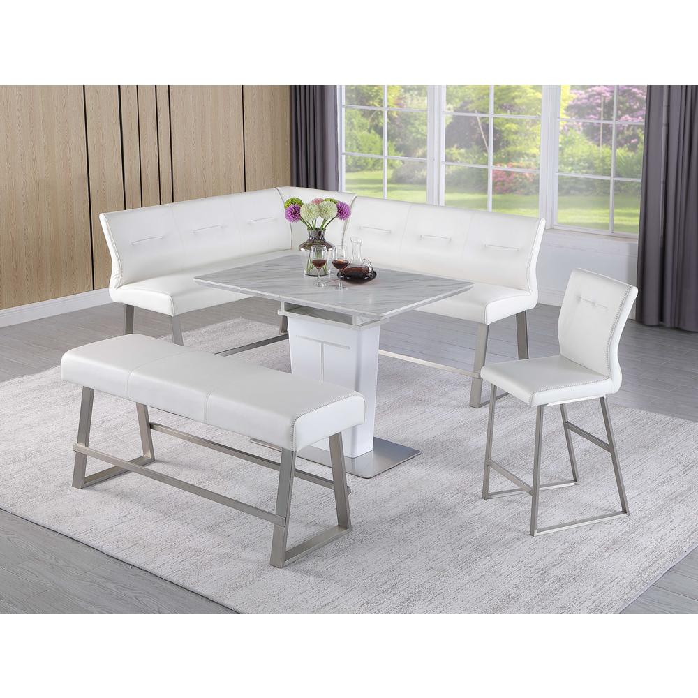 Contemporary Dining Counter Set w/ Extendable Table,  Reversible Nook, Bench & Stool. Picture 1