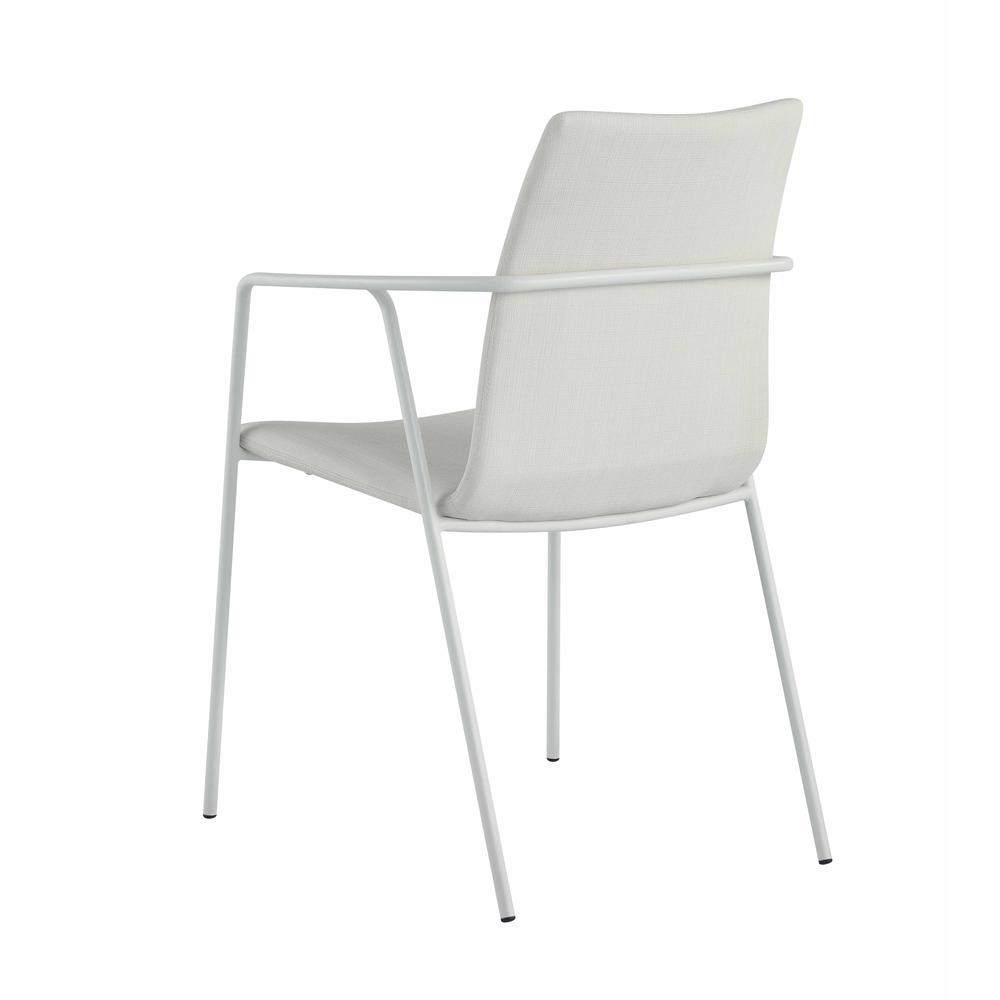Contemporary White Upholstered Arm Chair. Picture 3