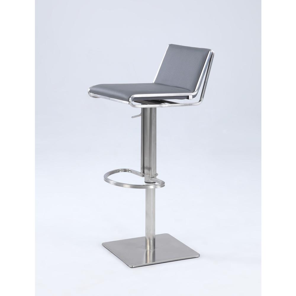 Slanted Backrest Contemporary Pneumatic Stool, Gray. Picture 2