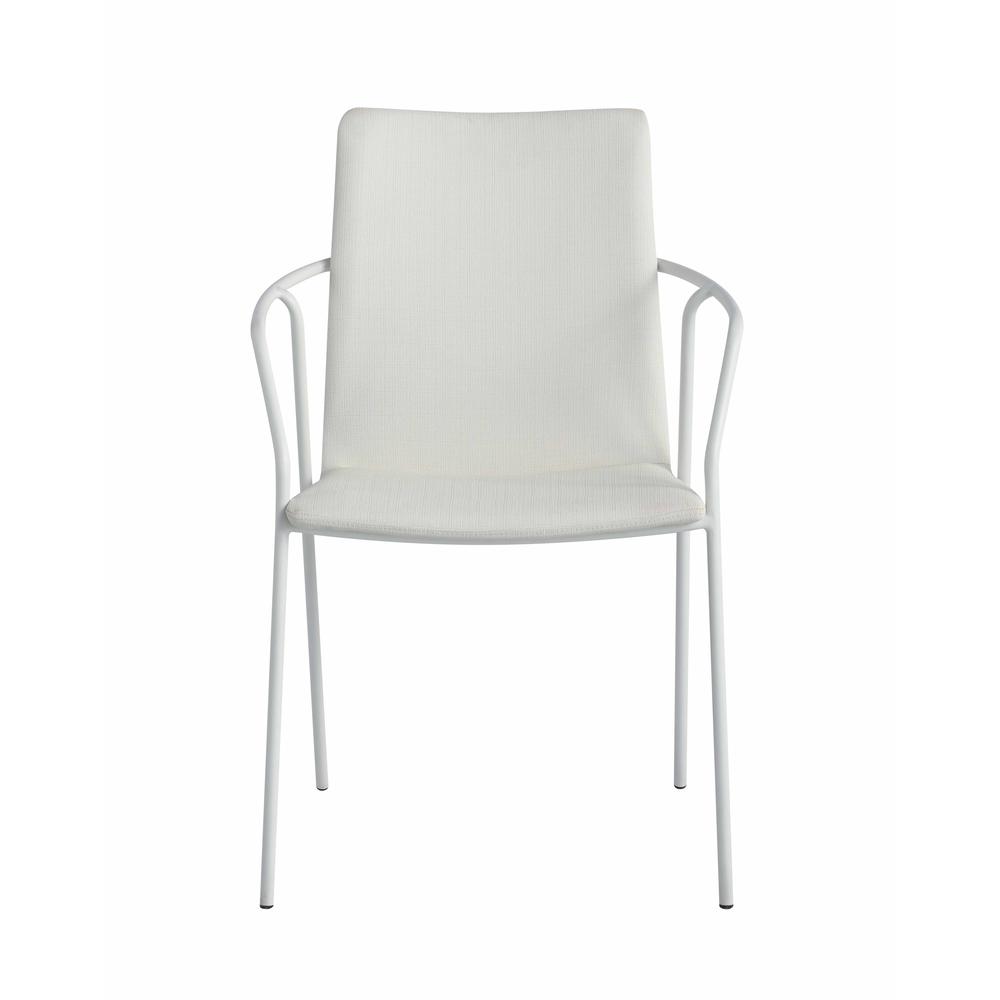 Contemporary White Upholstered Arm Chair. Picture 4