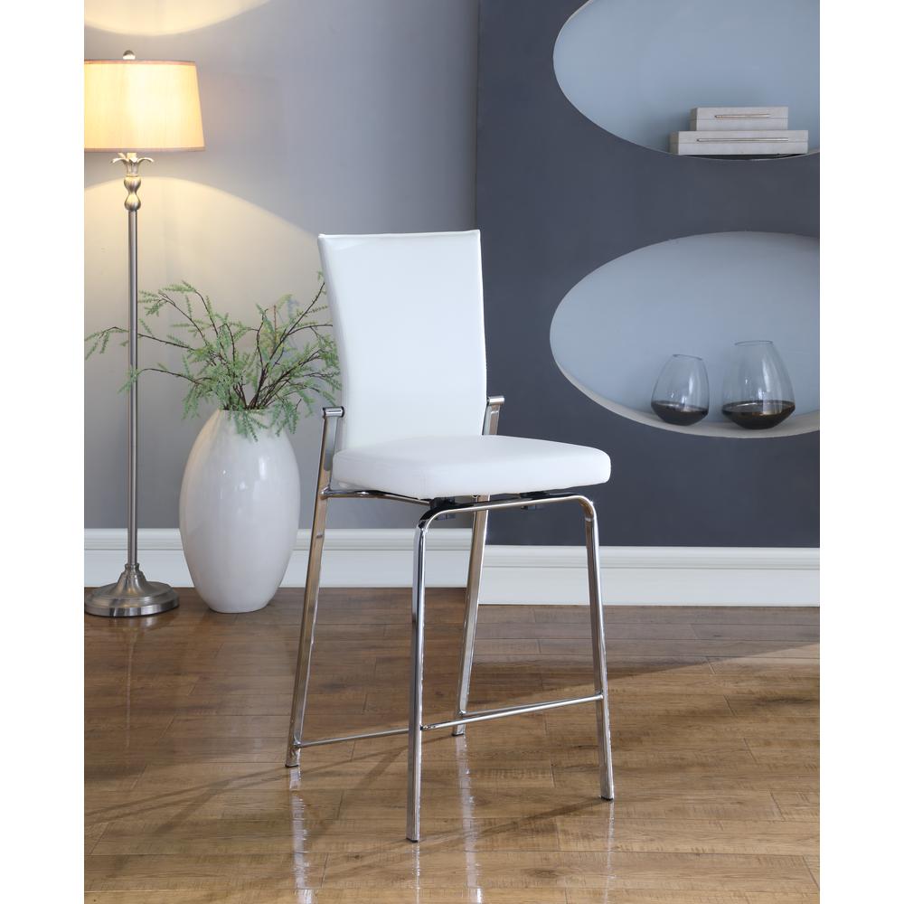Contemporary Motion Back Bar Stool w/ Chrome Frame, MOLLY-BS-WHT-CHM. Picture 2