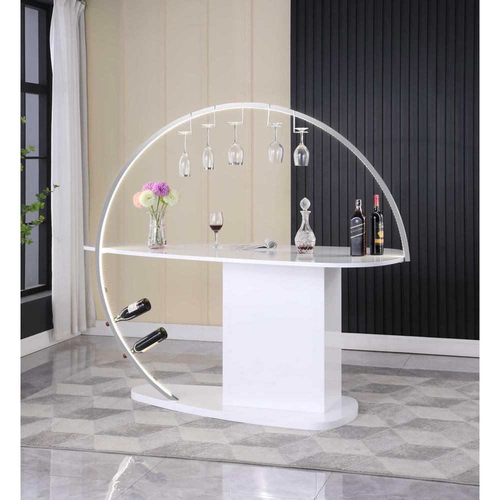 Contemporary Hoop-Design Bar w/ Stemware and Bottle Racks. Picture 2