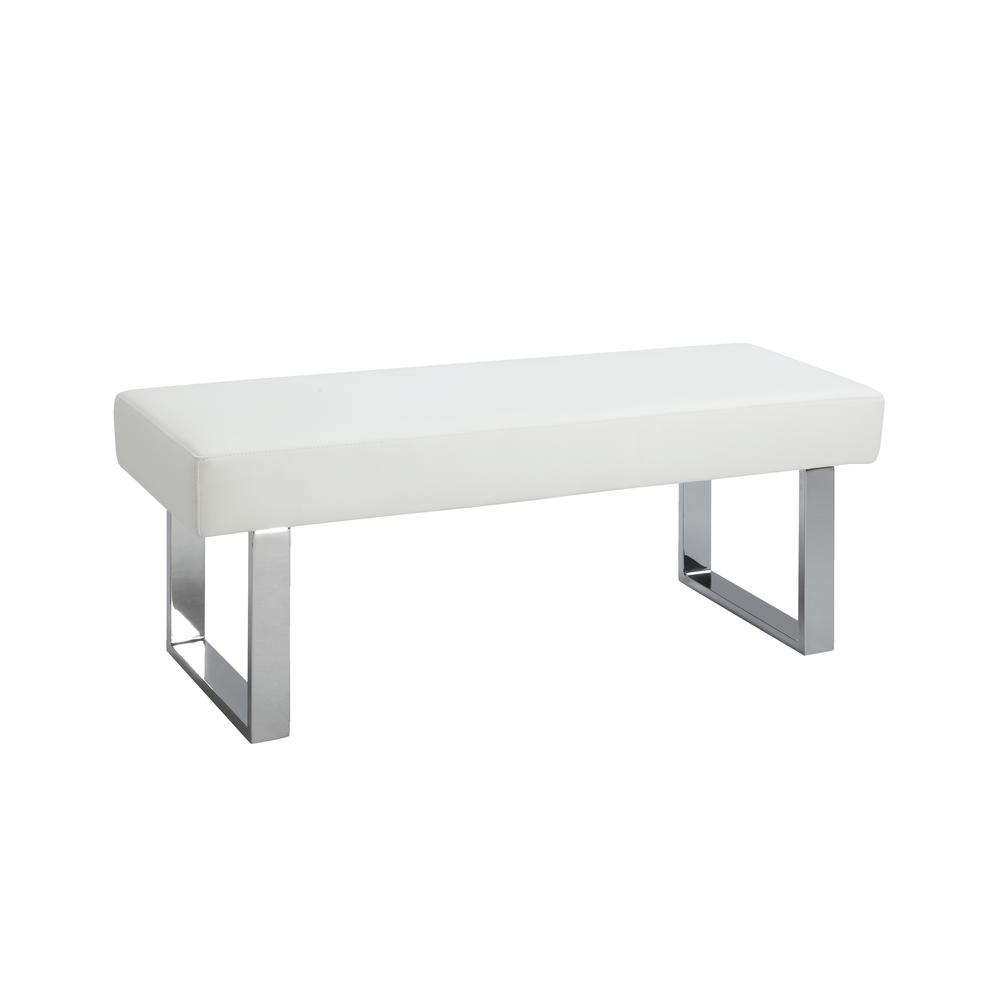 Contemporary Backless Long Bench, White. Picture 1
