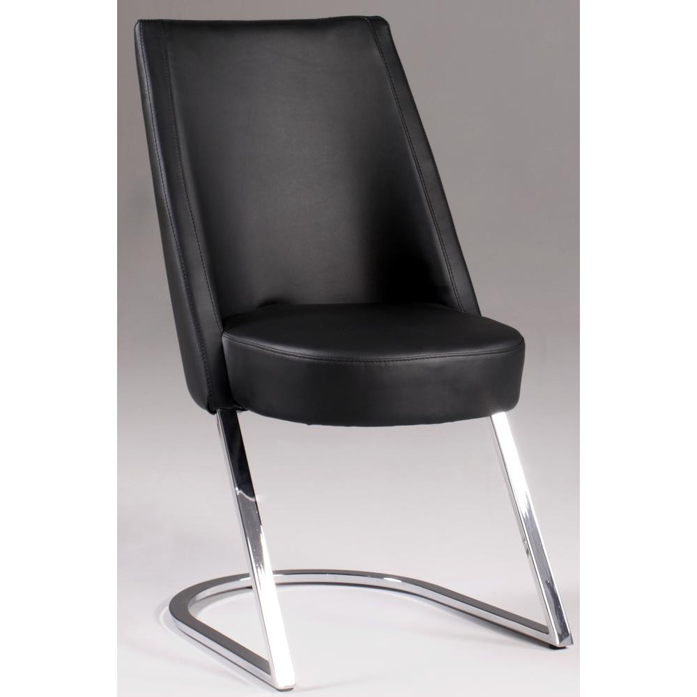 Slight Concave Back Side Chair - Set Of 2, Black. Picture 2