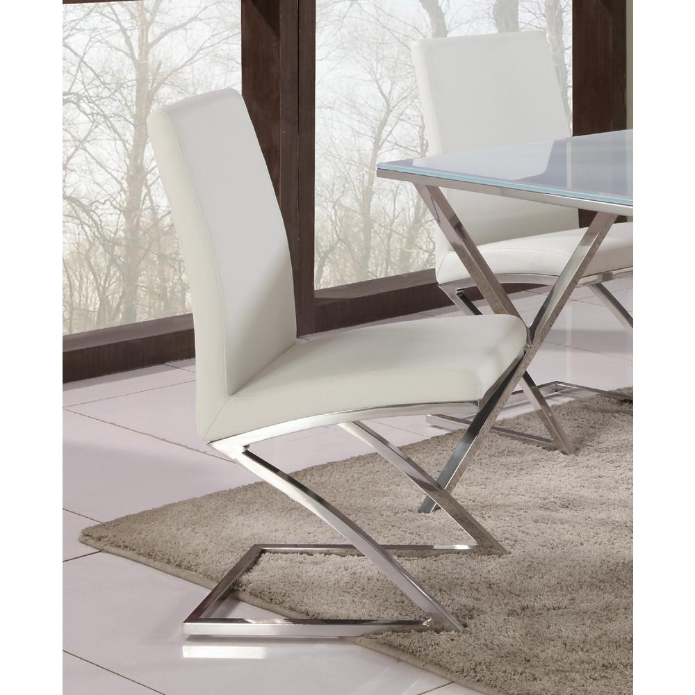 "Z" Frame Contemporary Side Chair  - Set Of 4, Stainless Steel. Picture 7