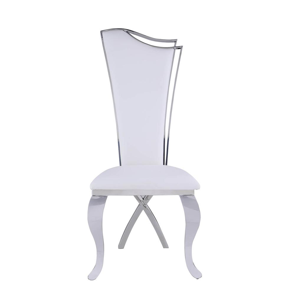 Contemporary Design Tall Back Side Chair - Set Of 2, White. The main picture.