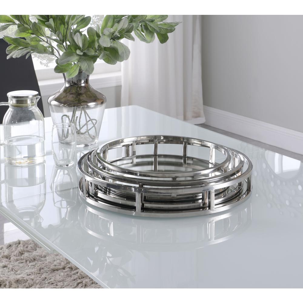 Round Stainless Steel Mirrored Nesting Trays. Picture 6