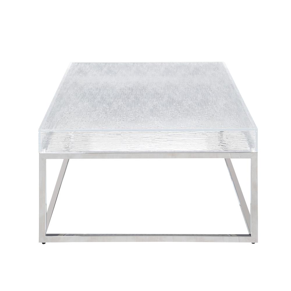 Contemporary Square Cocktail Table w/ Acrylic Top & Steel Frame. Picture 3