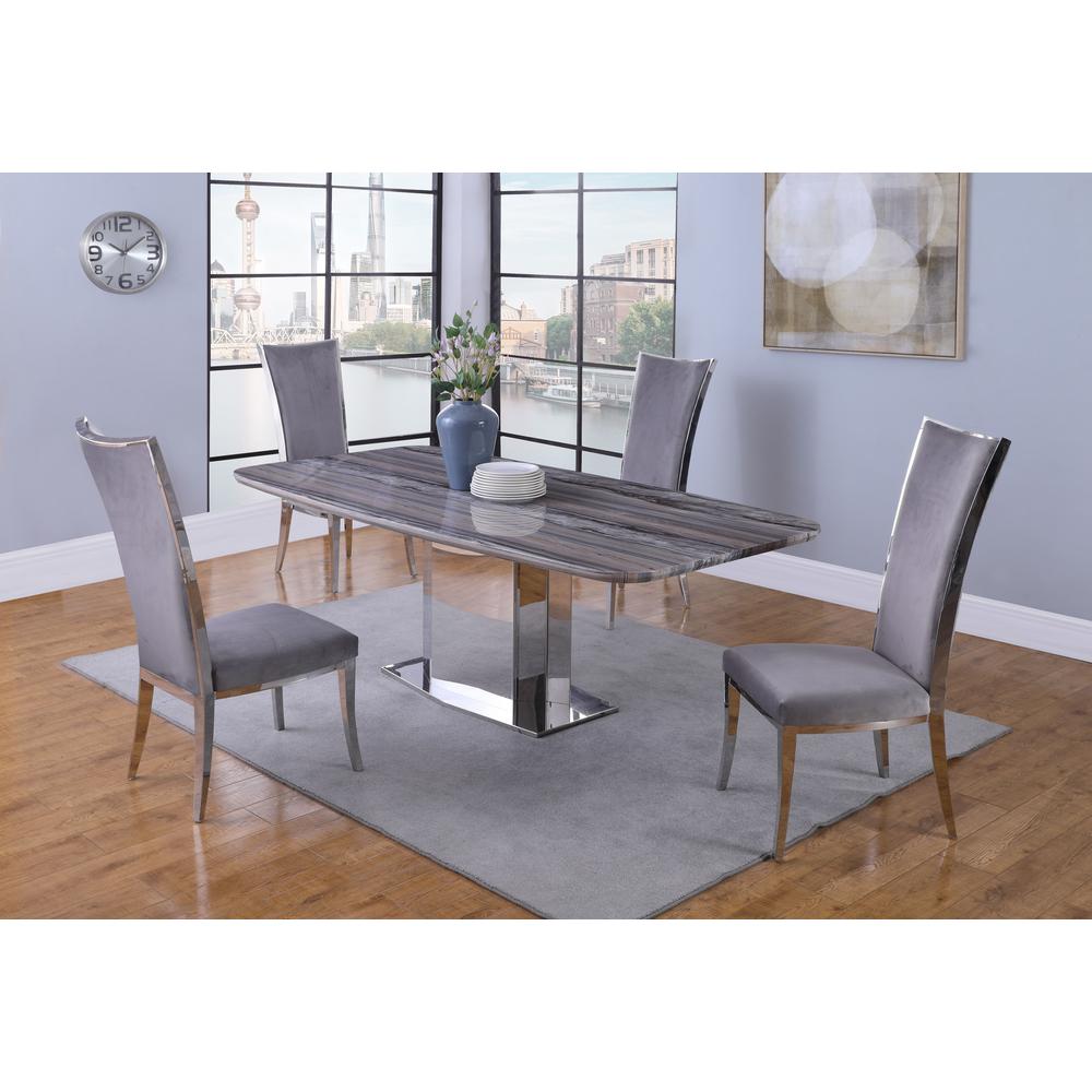 Contemporary Marble Dining Table w/Stainless Steel Base. Picture 5