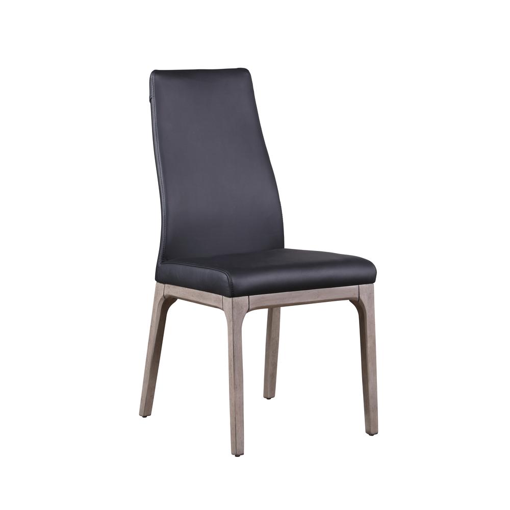 Modern Contour Back Upholstered Side Chair with Solid Wood Base. Picture 1