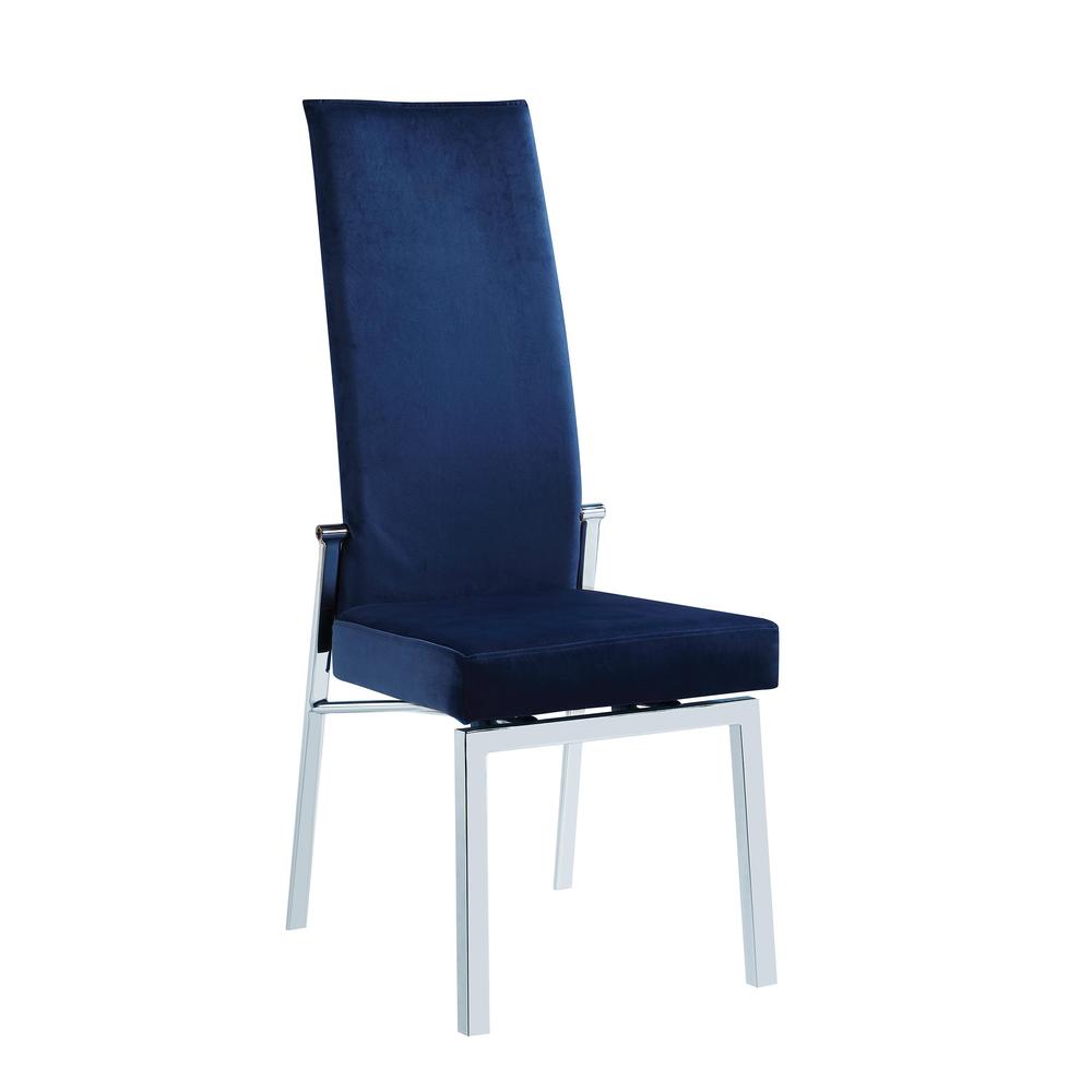 Contemporary Motion Back Side Chair w/ Chrome Frame Blue. Picture 3