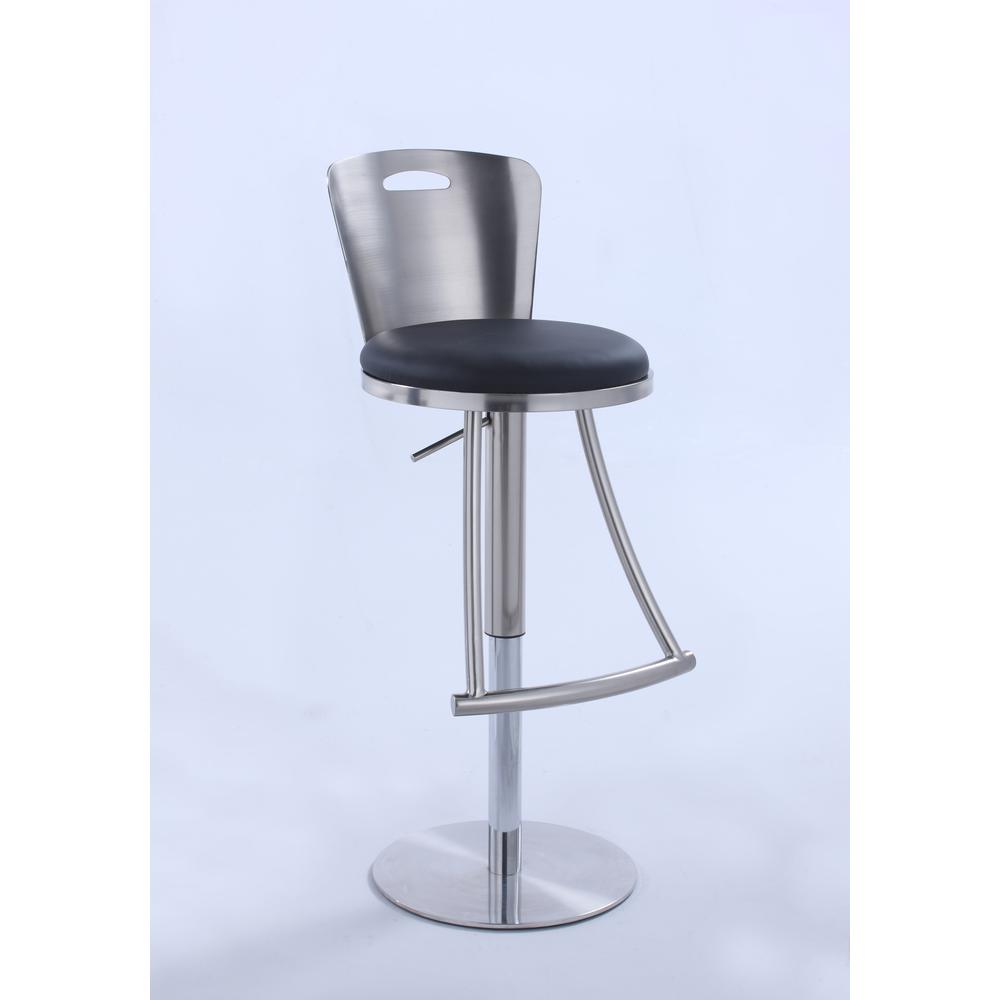 Metal-Back Adjustable Height Stool, Brushed Nickel. Picture 2