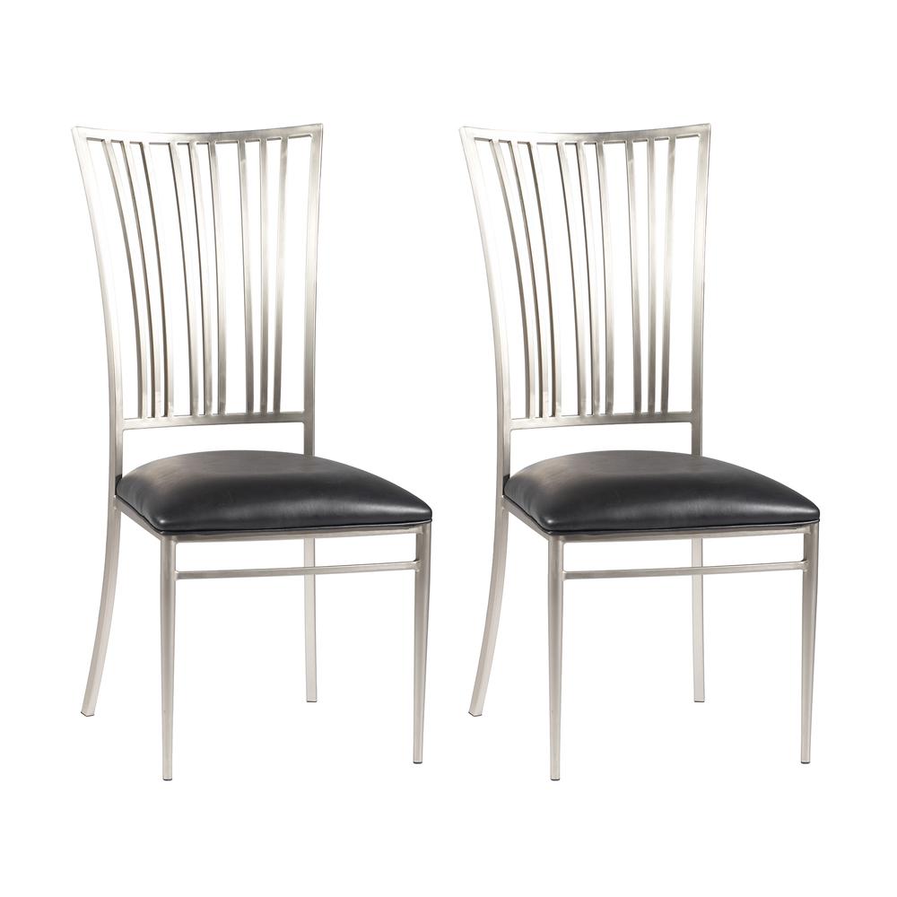 Fan Back Side Chair - Set Of 2, Brushed Nickel Plated. Picture 2