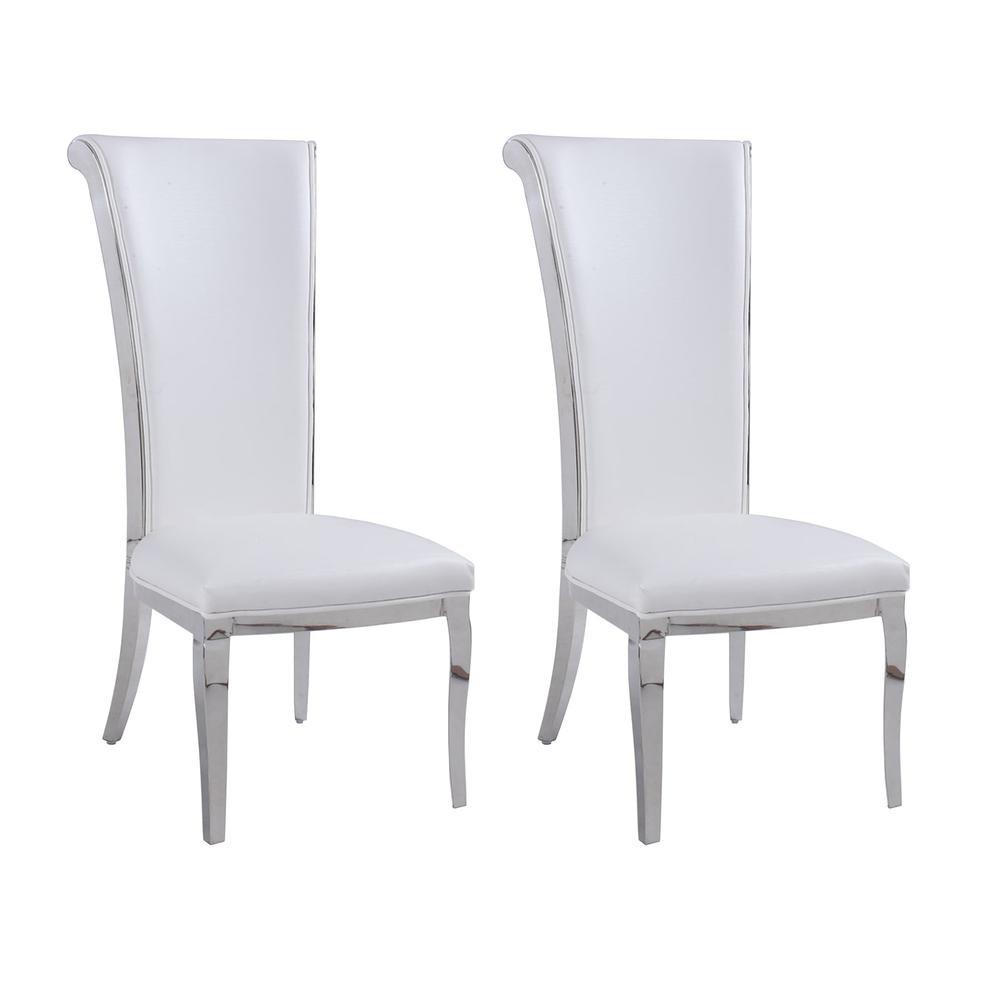Modern Tall Rolled Back Side Chair - Set Of 2, White. Picture 1