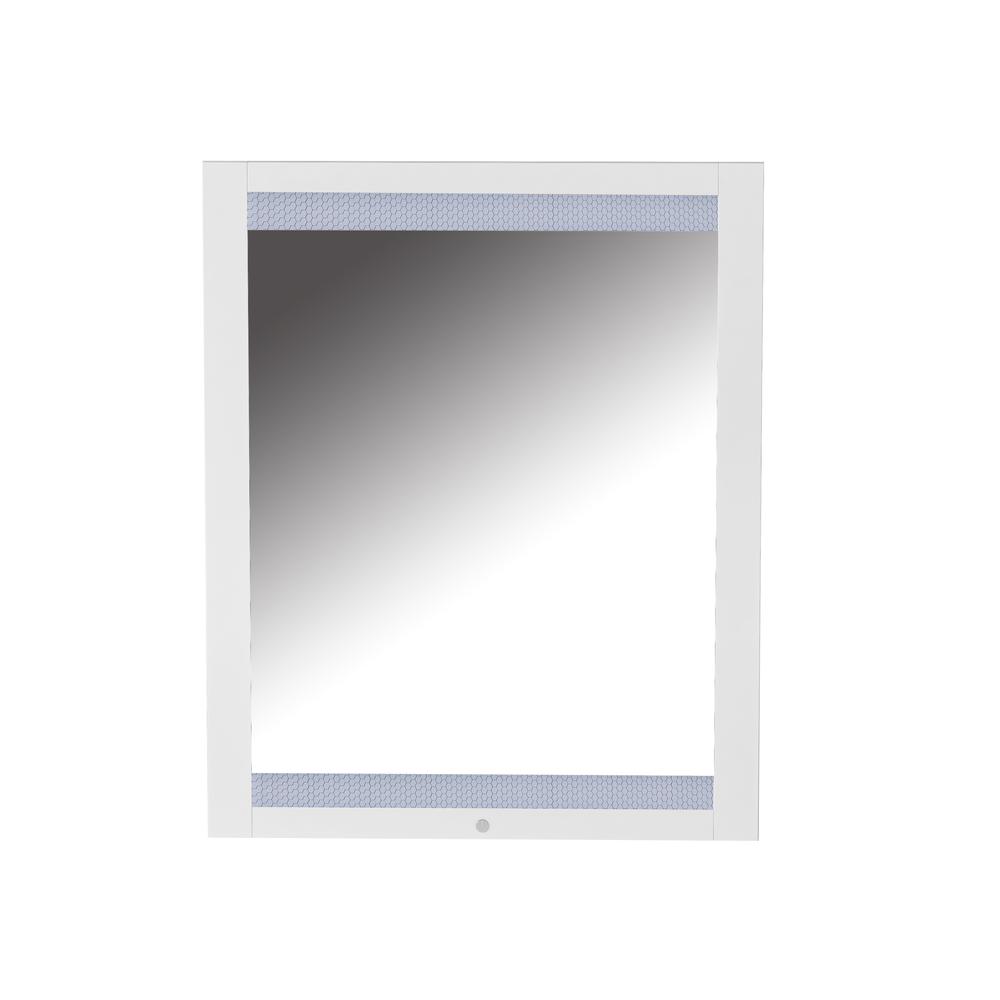 Modern White Laminate Framed Mirror w/ LED Light. Picture 2