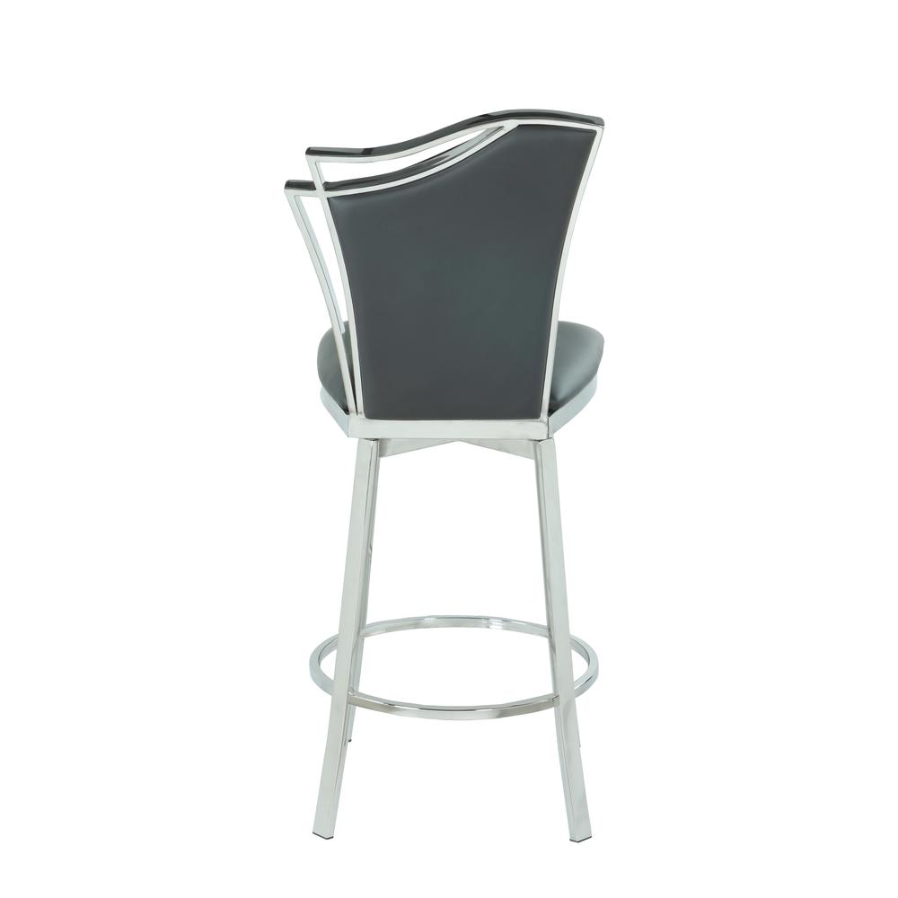 Swivel Counter Stool W/ Design Back, Gray. Picture 6