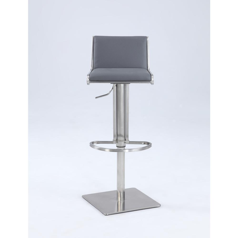 Slanted Backrest Contemporary Pneumatic Stool, Gray. Picture 4