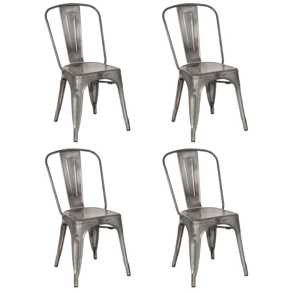 Galvanized Steel Side Chair  - Set Of 4, Gunmetal. Picture 2