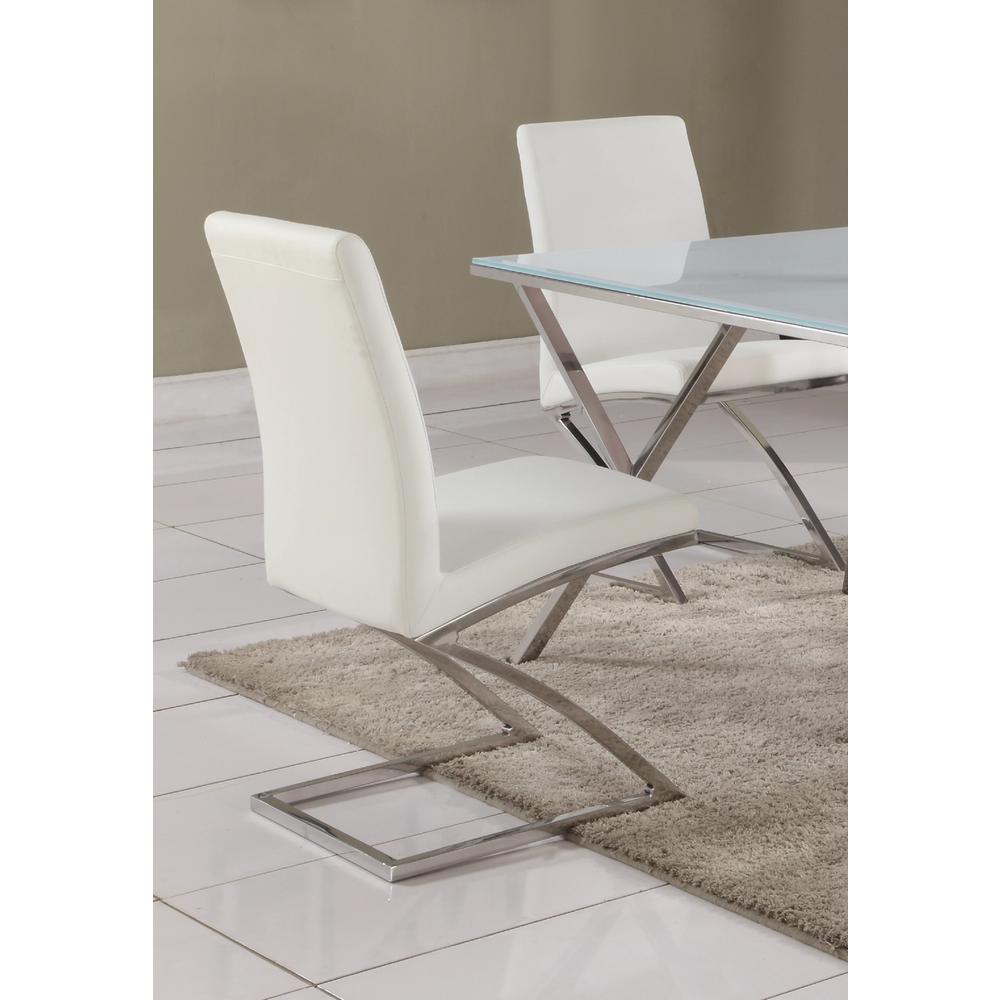 "Z" Frame Contemporary Side Chair  - Set Of 4, Stainless Steel. Picture 4