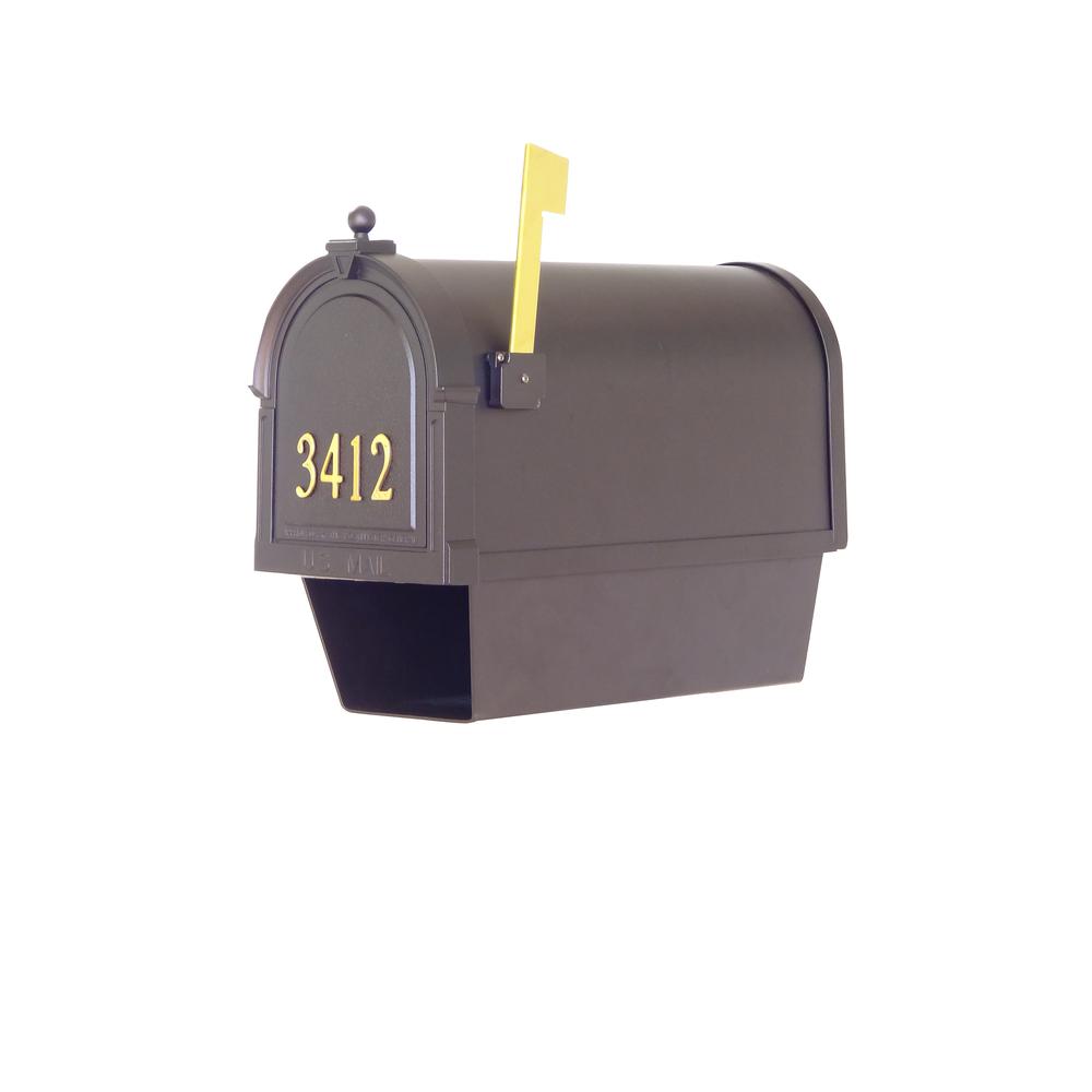 Berkshire Curbside Mailbox with Front Numbers, Newspaper Tube and Springfield Mailbox Post with Base. Picture 6