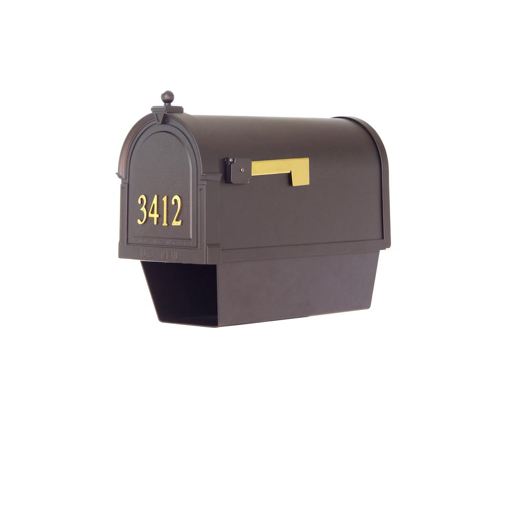Berkshire Curbside Mailbox with Front Numbers, Newspaper Tube, Locking Insert and Springfield Mailbox Post with Base. Picture 5