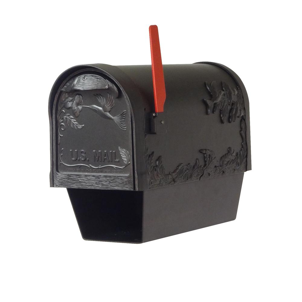 Hummingbird Curbside Mailbox with Newspaper tube and Baldwin front single mailbox mounting bracket. Picture 6