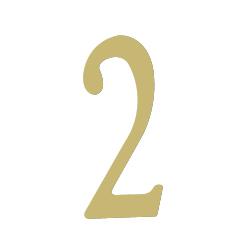 3 inch Brass Self Adhesive Address Number.  Number: 2. Picture 1