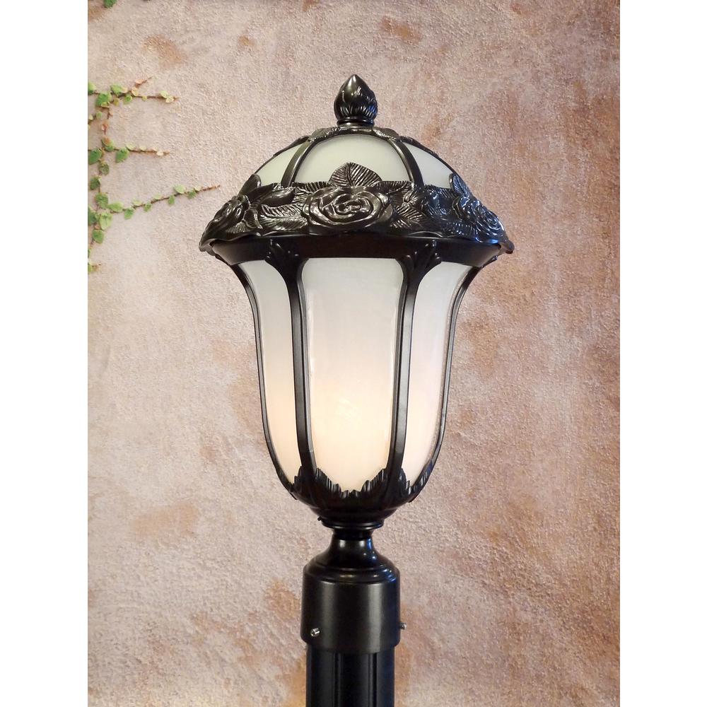 Rose Garden F-3710-ORB-AB Large Post Mount Light with Alabaster Glass. Picture 3