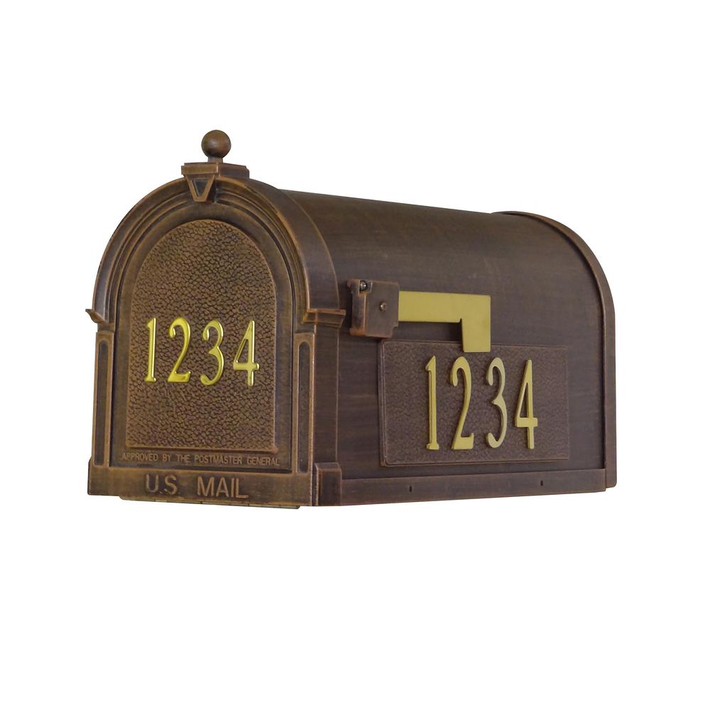 Berkshire Curbside Mailbox with Front and Side Address Numbers and Ashland Mailbox Post. Picture 7